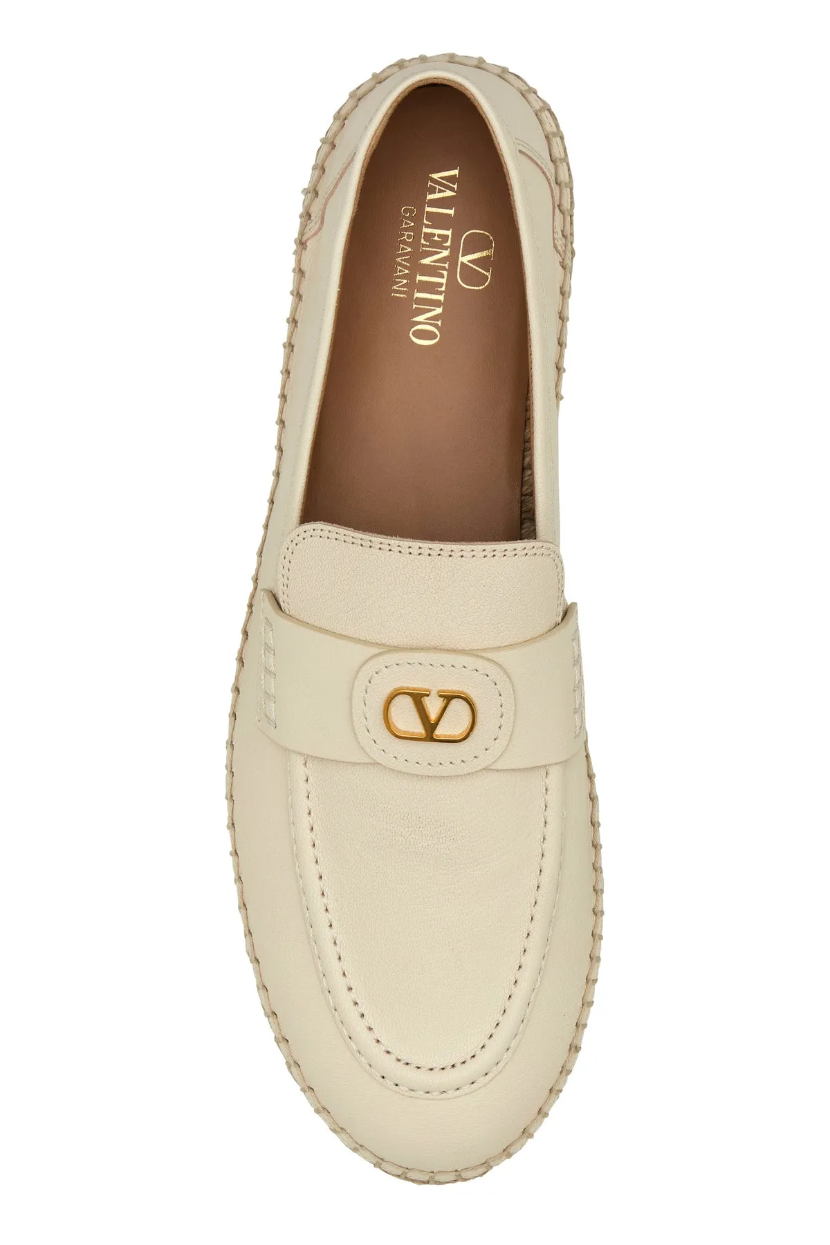 Ivory leather VLogo espadrilles