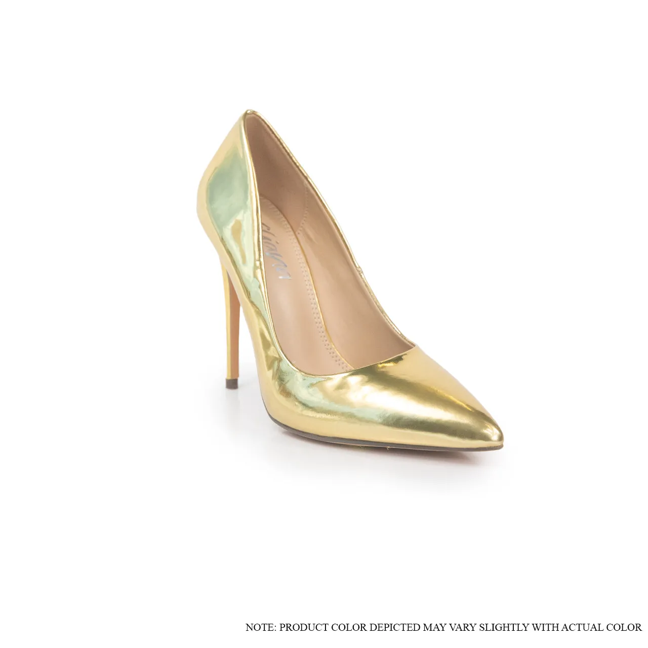 KIMYE-6 POINTED TOE PLAIN PUMP HIGH HEELS - GOLD