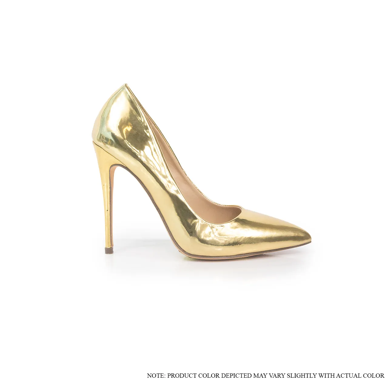 KIMYE-6 POINTED TOE PLAIN PUMP HIGH HEELS - GOLD