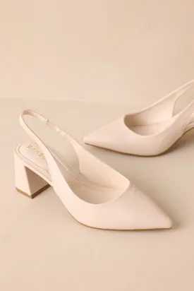 Lost Your Chance Ivory Pointed-Toe Slingback Heels