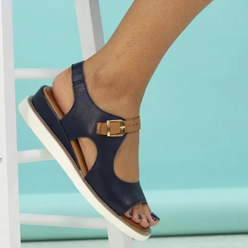 Lunar Ladies Wedge Sandals - Spring - Navy