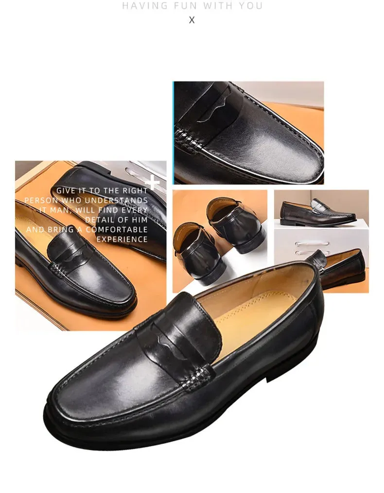 Luxury Men Penny Loafers Genuine Leather Slip On Casual Business Dress Shoes