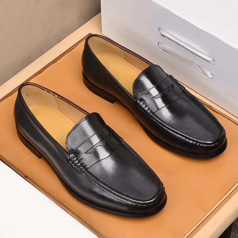 Luxury Men Penny Loafers Genuine Leather Slip On Casual Business Dress Shoes