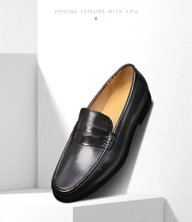 Luxury Men Penny Loafers Genuine Leather Slip On Casual Business Dress Shoes