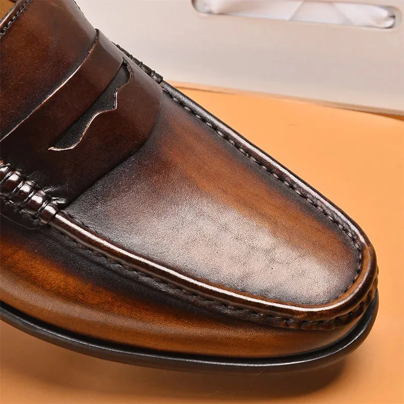 Luxury Men Penny Loafers Genuine Leather Slip On Casual Business Dress Shoes