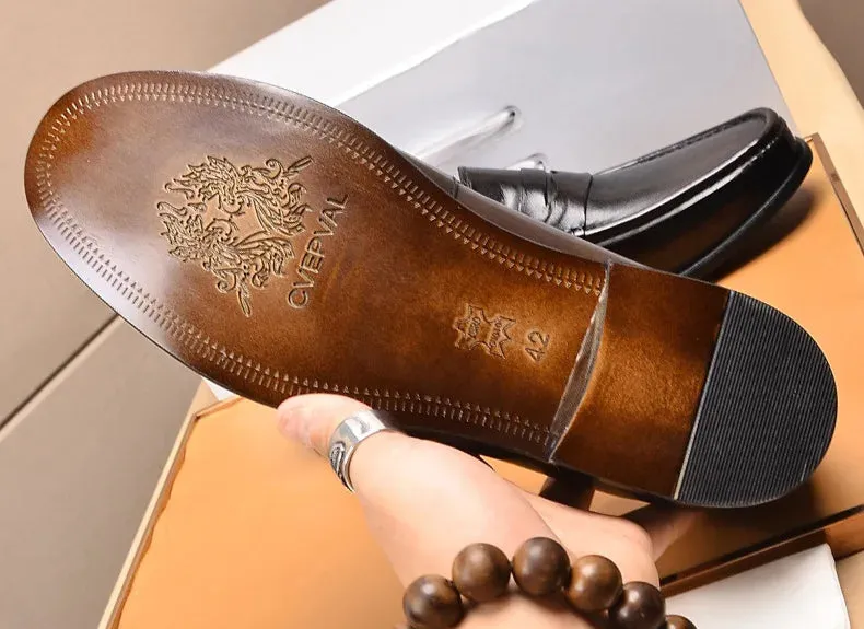 Luxury Men Penny Loafers Genuine Leather Slip On Casual Business Dress Shoes