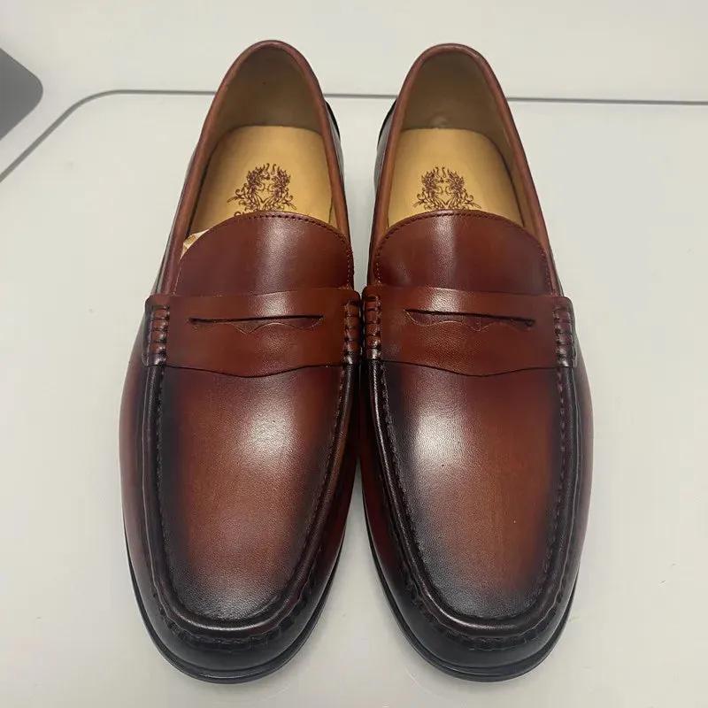 Luxury Men Penny Loafers Genuine Leather Slip On Casual Business Dress Shoes