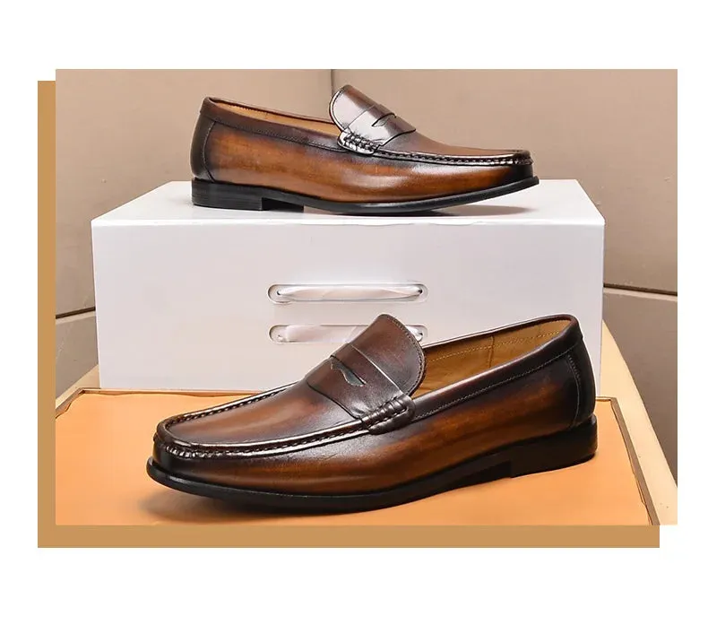 Luxury Men Penny Loafers Genuine Leather Slip On Casual Business Dress Shoes
