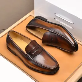 Luxury Men Penny Loafers Genuine Leather Slip On Casual Business Dress Shoes
