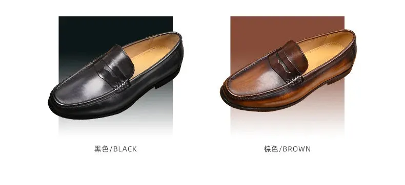Luxury Men Penny Loafers Genuine Leather Slip On Casual Business Dress Shoes