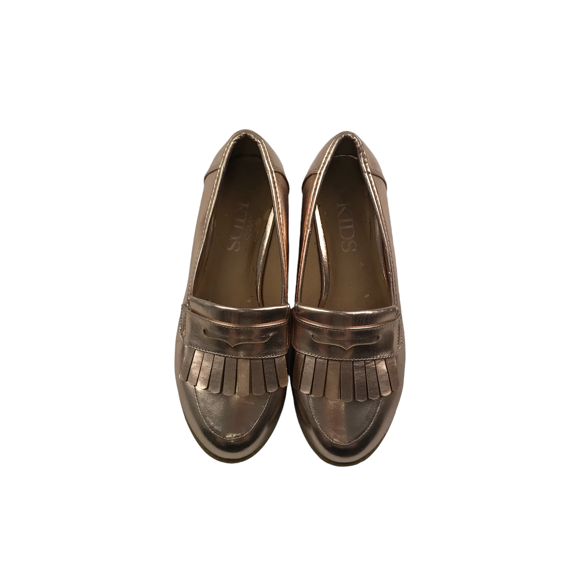 M&S Rose Gold Metallic Tassel Loafers Shoe Size 1