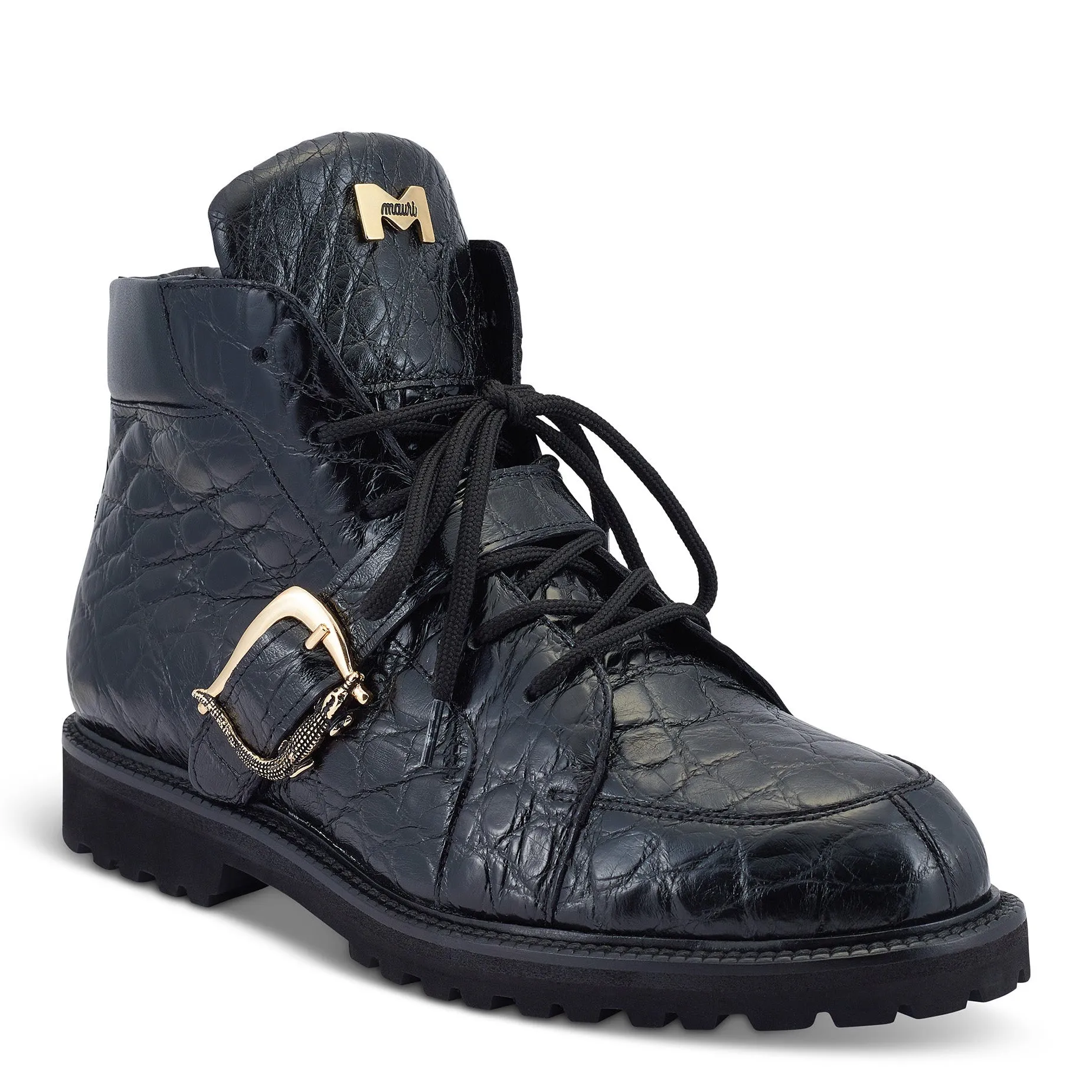 Mauri Corrupt 4994/1 Men's Shoes Black Exotic Alligator Chukka Boots (MA5480)