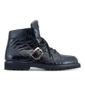 Mauri Corrupt 4994/1 Men's Shoes Black Exotic Alligator Chukka Boots (MA5480)