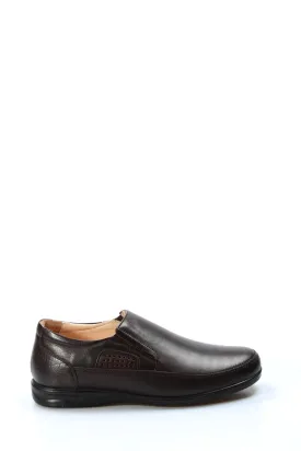 Men's Brown Leather Slip-On Loafers with Perforated Detailing - Wessi