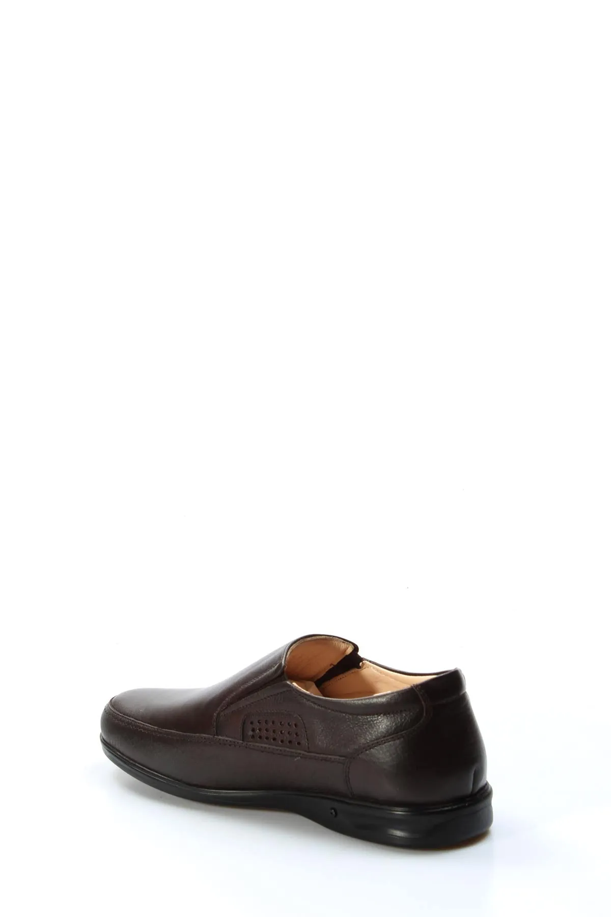 Men's Brown Leather Slip-On Loafers with Perforated Detailing - Wessi