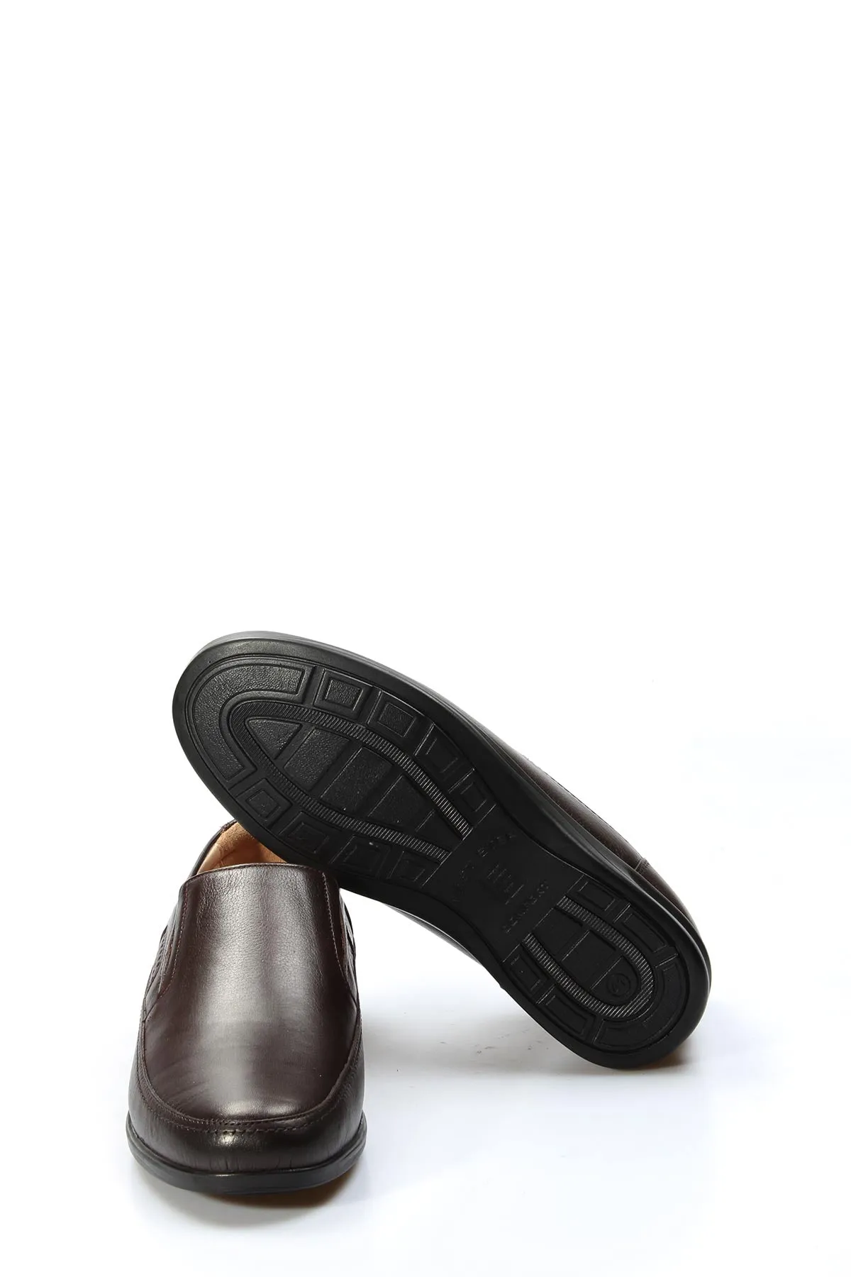 Men's Brown Leather Slip-On Loafers with Perforated Detailing - Wessi