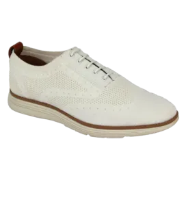 Men's white lace-up sneakers soft material casual style shoes