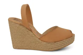 Mibo Avarcas Tan Espadrille Wedge Slingback Sandals