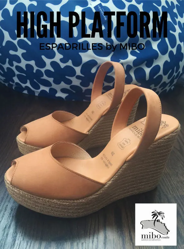 Mibo Avarcas Tan Espadrille Wedge Slingback Sandals
