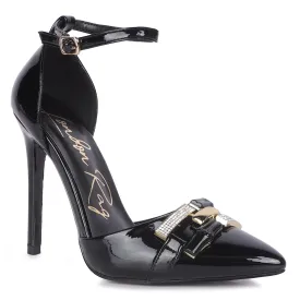 Mocktail Diamante Buckle Patent Stiletto Sandals