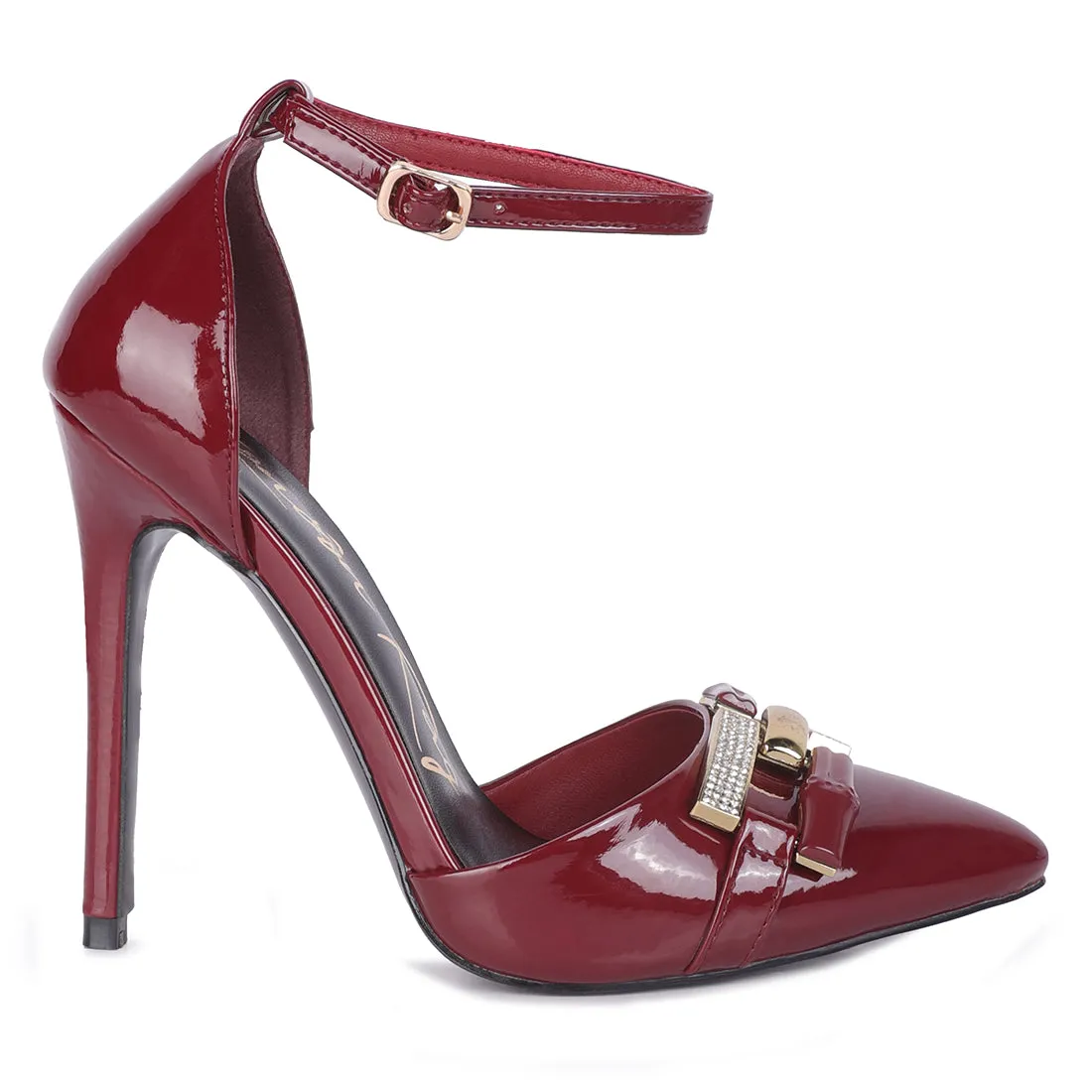 Mocktail Diamante Buckle Patent Stiletto Sandals