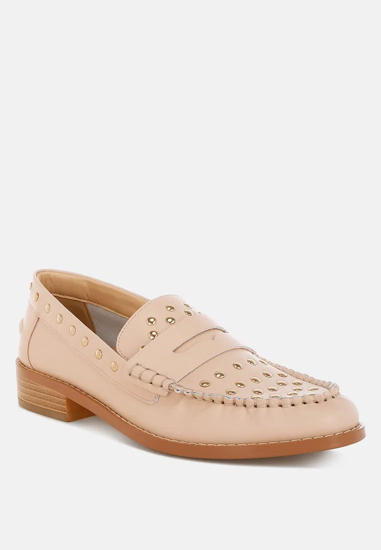 Oglavia Studs Embellished Leather Loafers