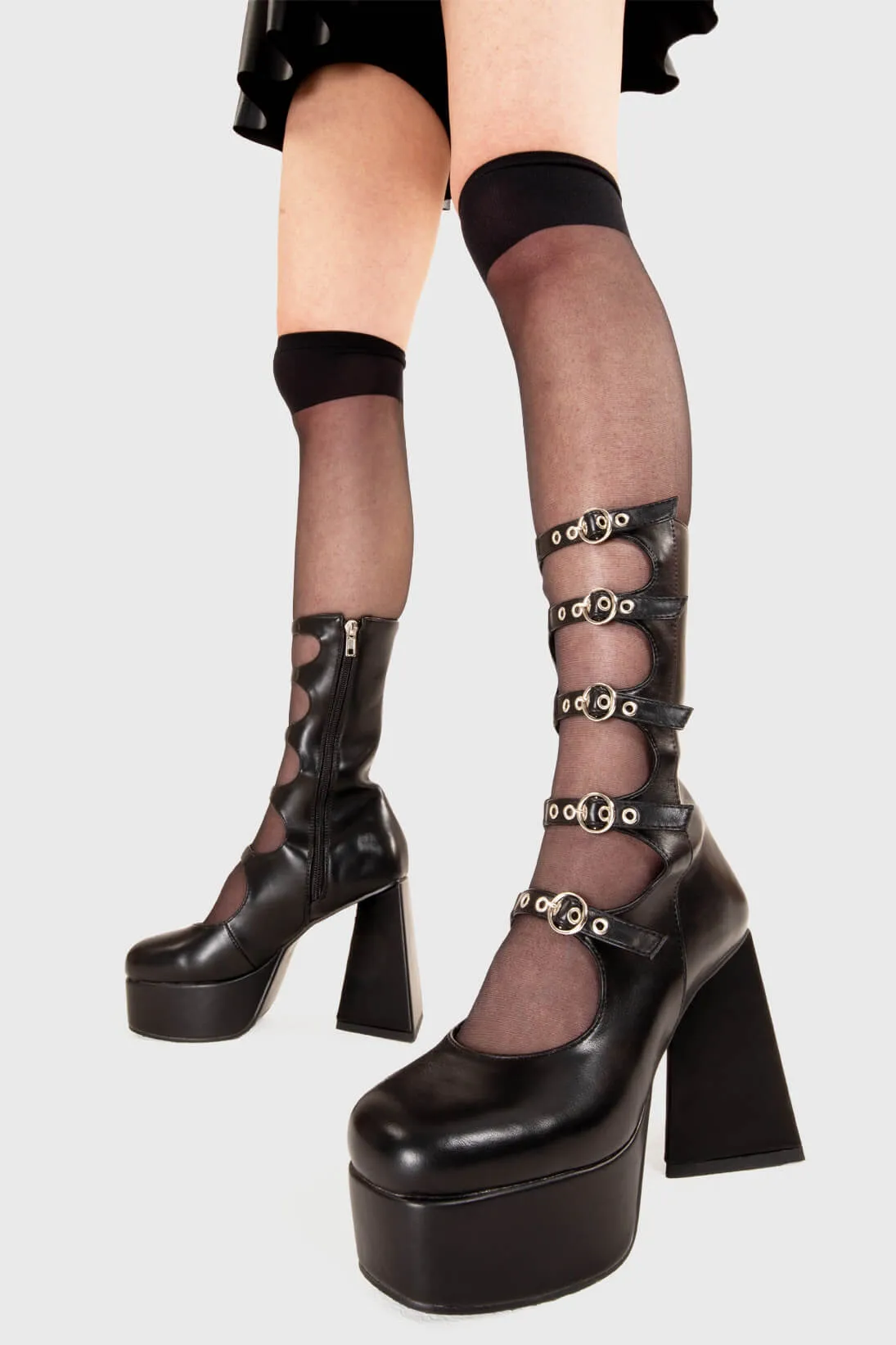 Padlock Platform Calf Boots