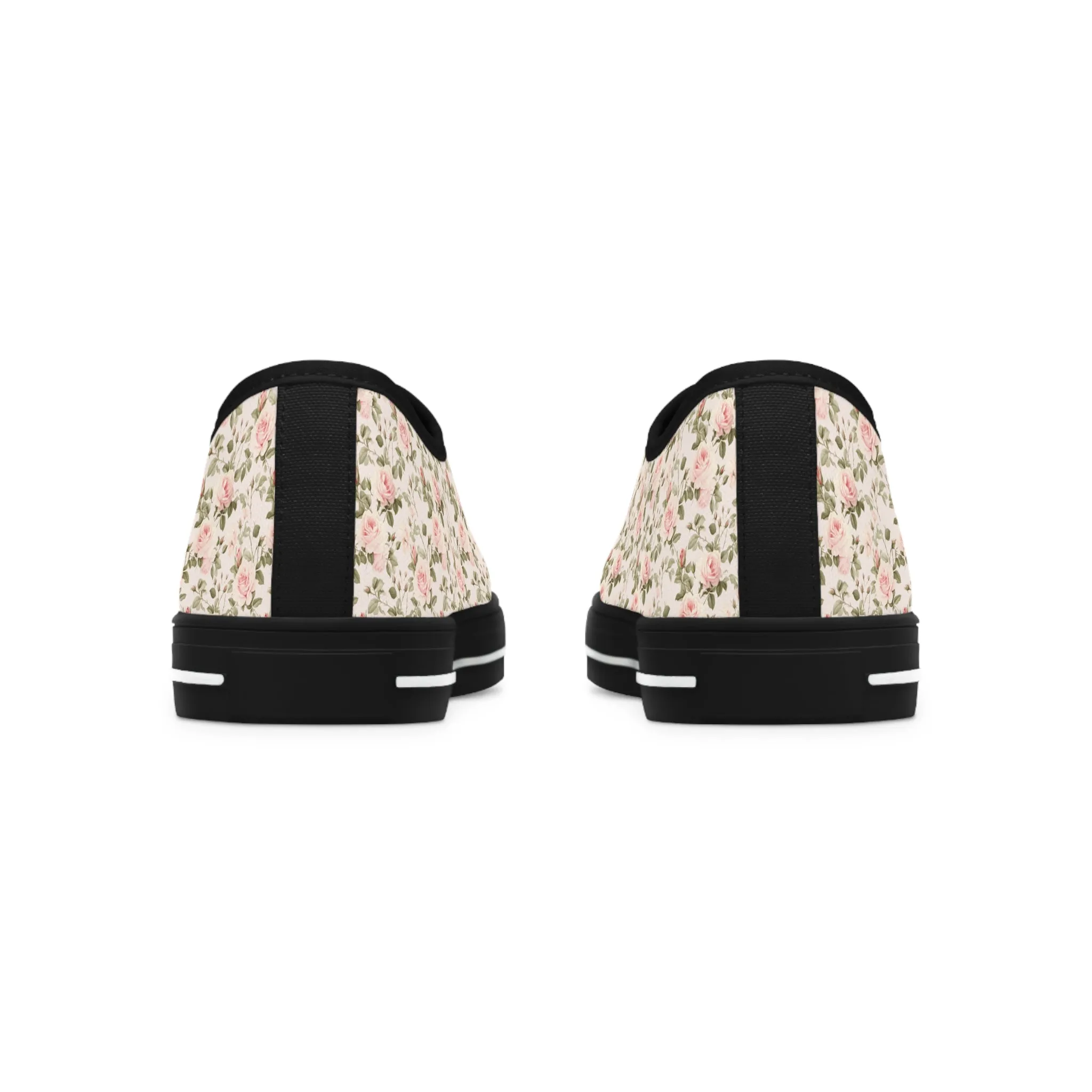 Pink Floral Women's Low Top Sneakers Breathable Polyester Canvas, Lightweight Stylish Floral Pastel Design, Comfortable All-Day Wear, Perfect for Walking and Everyday Activities