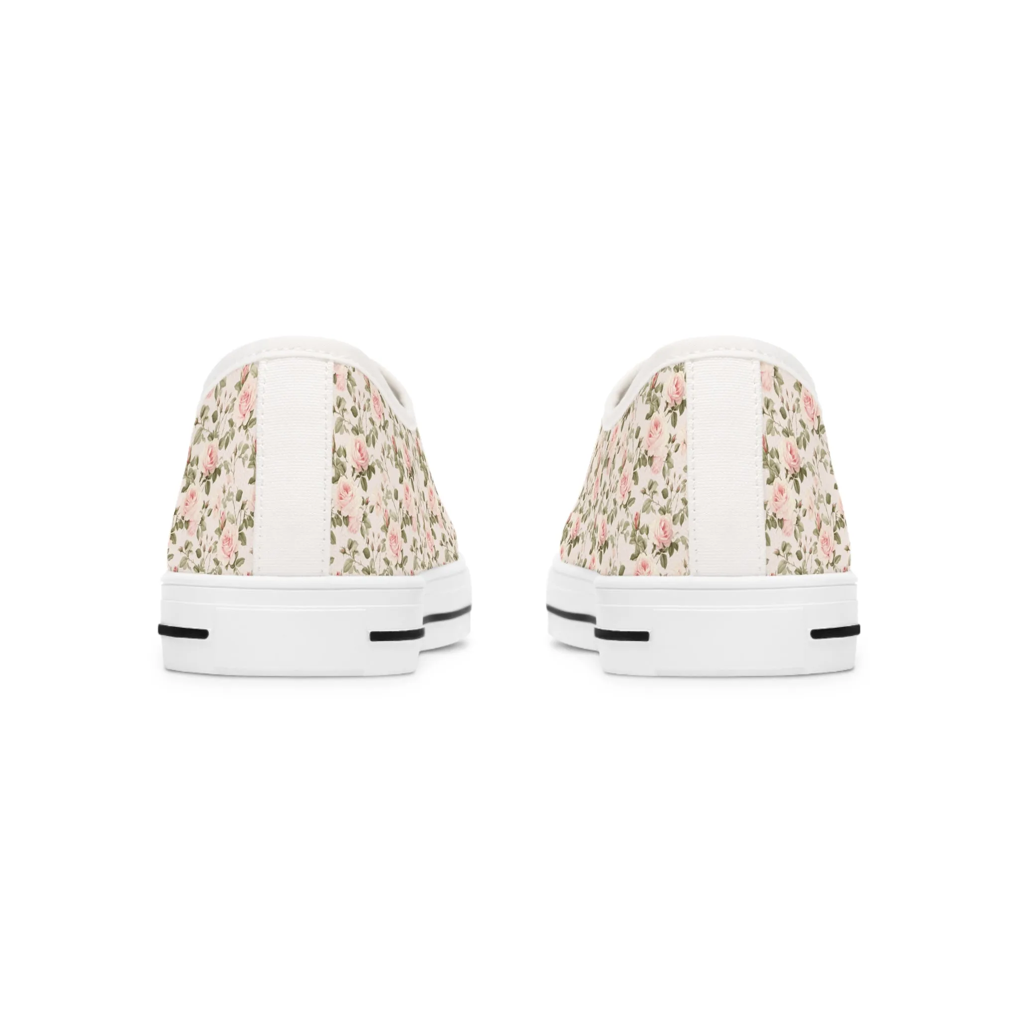 Pink Floral Women's Low Top Sneakers Breathable Polyester Canvas, Lightweight Stylish Floral Pastel Design, Comfortable All-Day Wear, Perfect for Walking and Everyday Activities