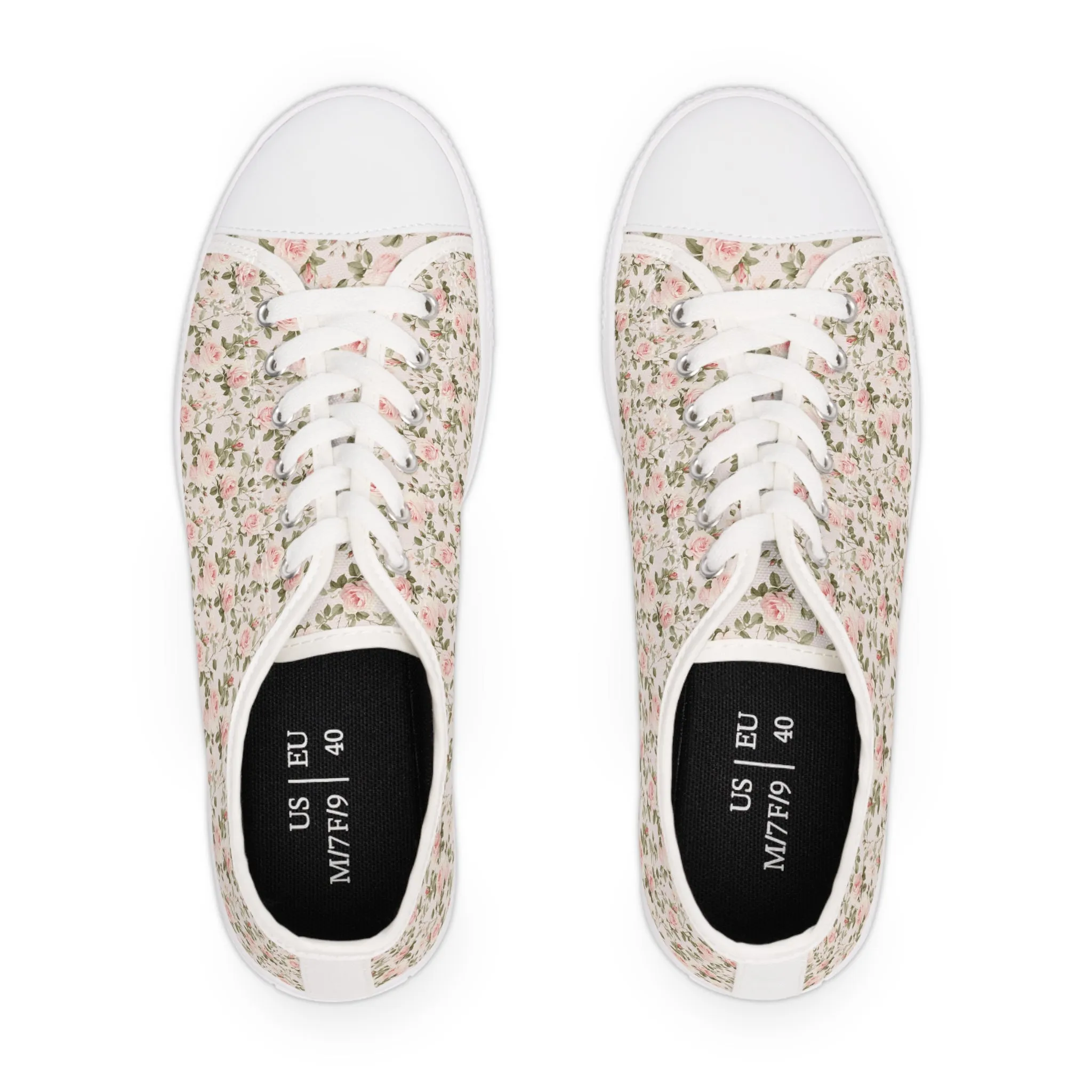 Pink Floral Women's Low Top Sneakers Breathable Polyester Canvas, Lightweight Stylish Floral Pastel Design, Comfortable All-Day Wear, Perfect for Walking and Everyday Activities