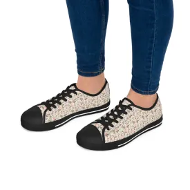 Pink Floral Women's Low Top Sneakers Breathable Polyester Canvas, Lightweight Stylish Floral Pastel Design, Comfortable All-Day Wear, Perfect for Walking and Everyday Activities