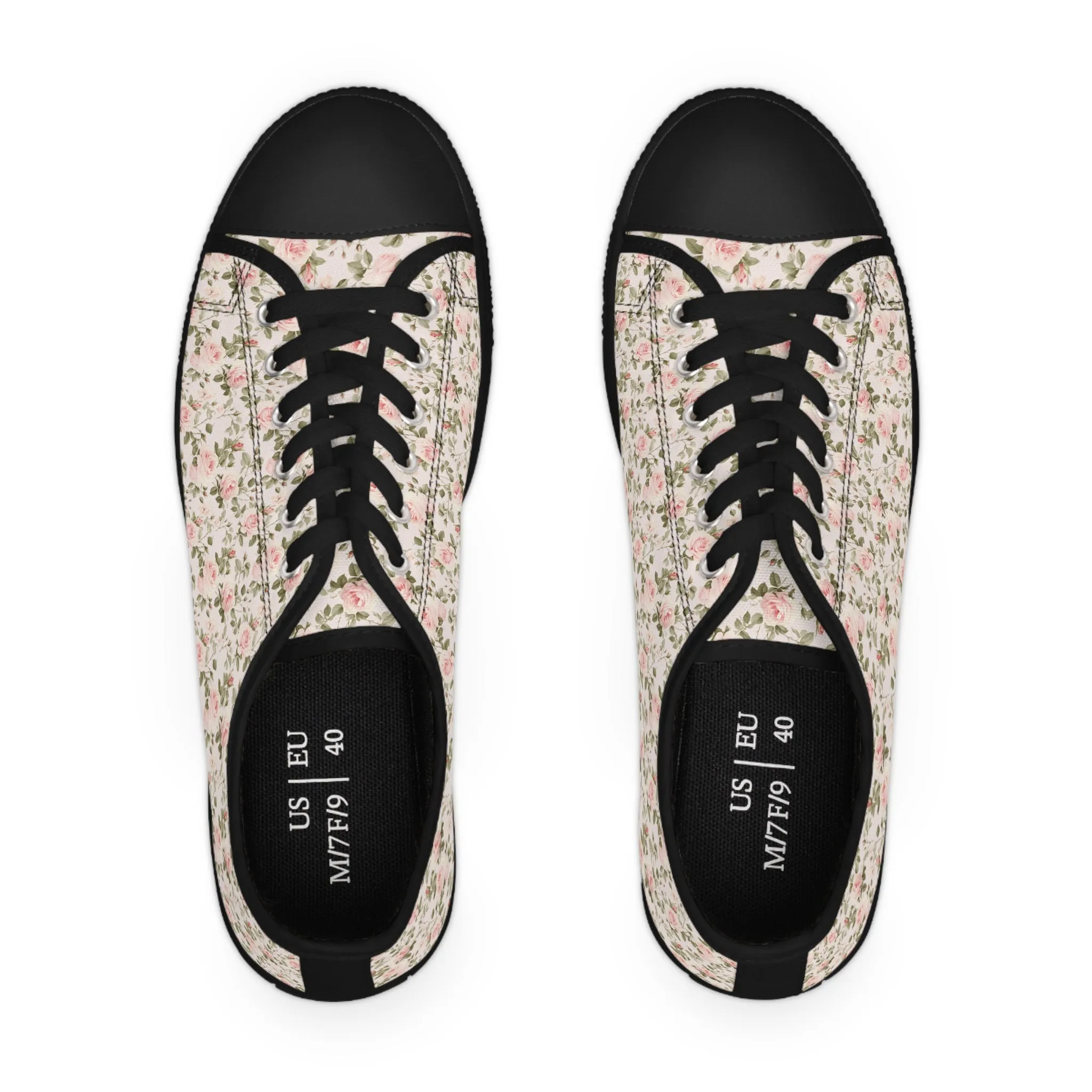 Pink Floral Women's Low Top Sneakers Breathable Polyester Canvas, Lightweight Stylish Floral Pastel Design, Comfortable All-Day Wear, Perfect for Walking and Everyday Activities