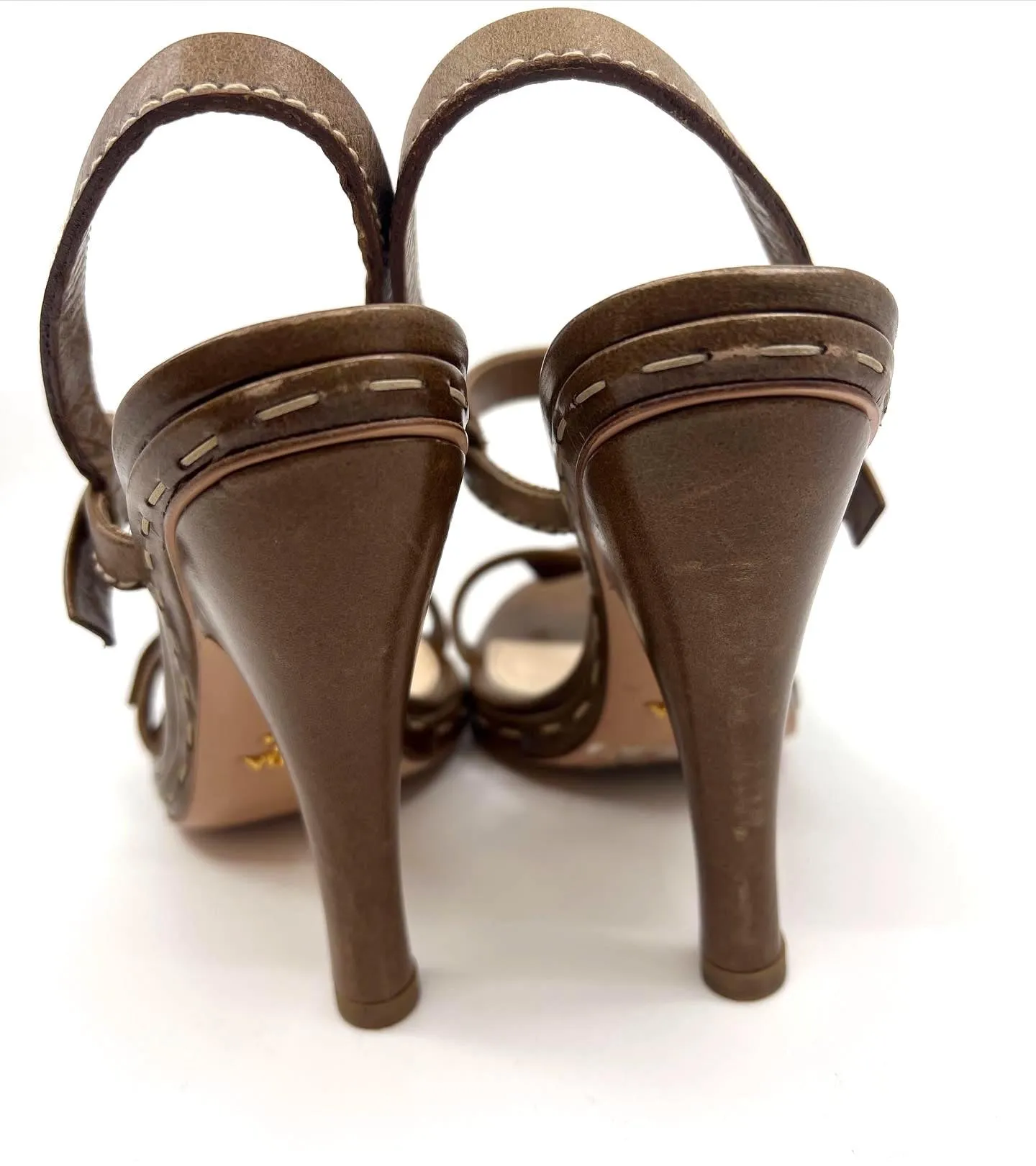 PRADA STRAPPY LEATHER SLINGBACK SANDALS