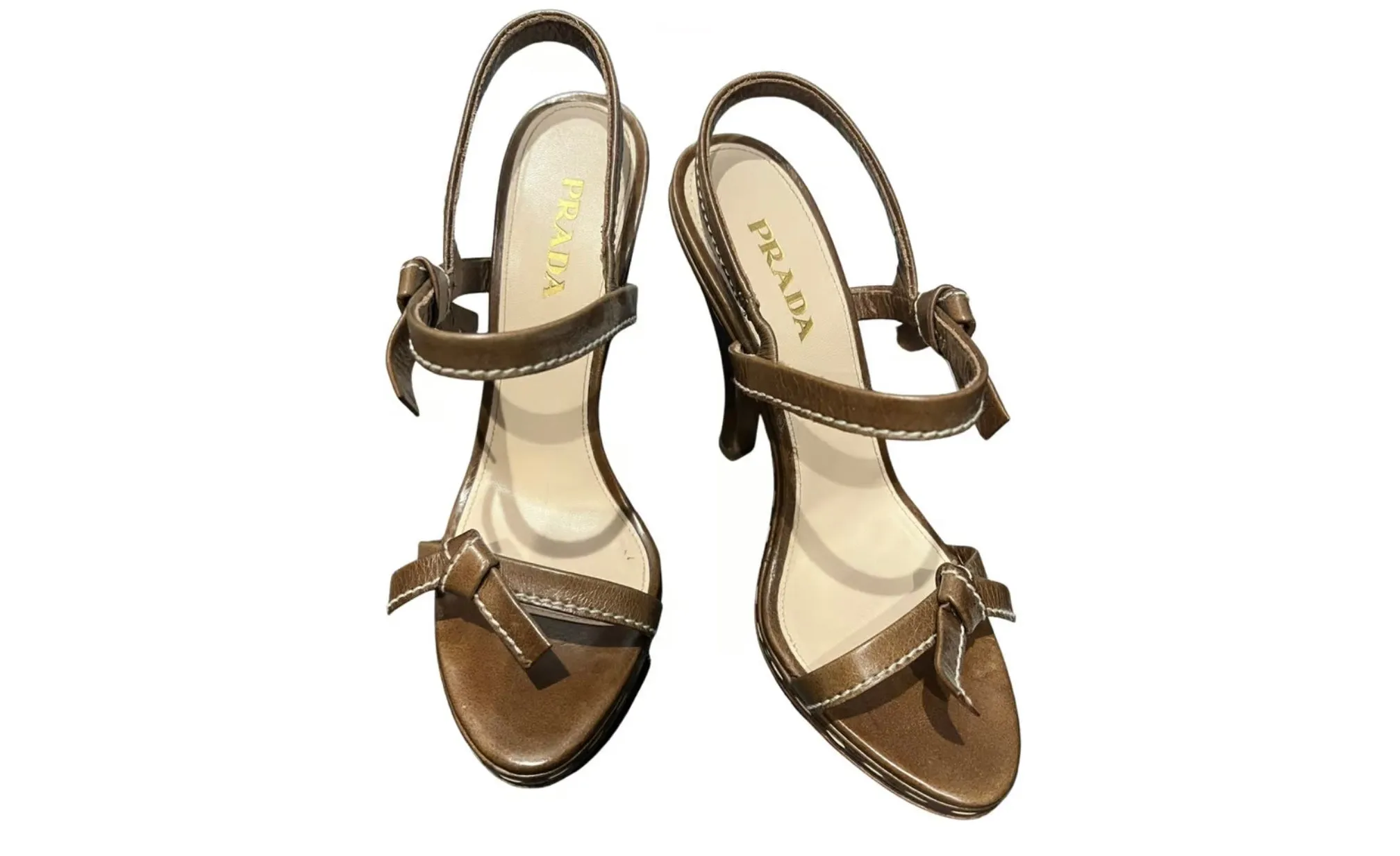 PRADA STRAPPY LEATHER SLINGBACK SANDALS