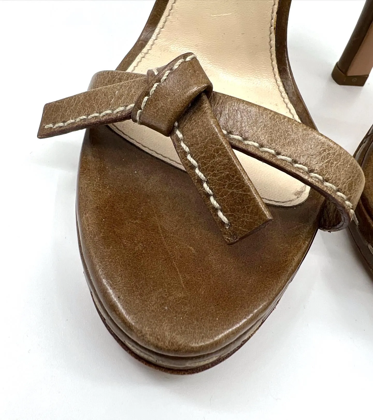 PRADA STRAPPY LEATHER SLINGBACK SANDALS