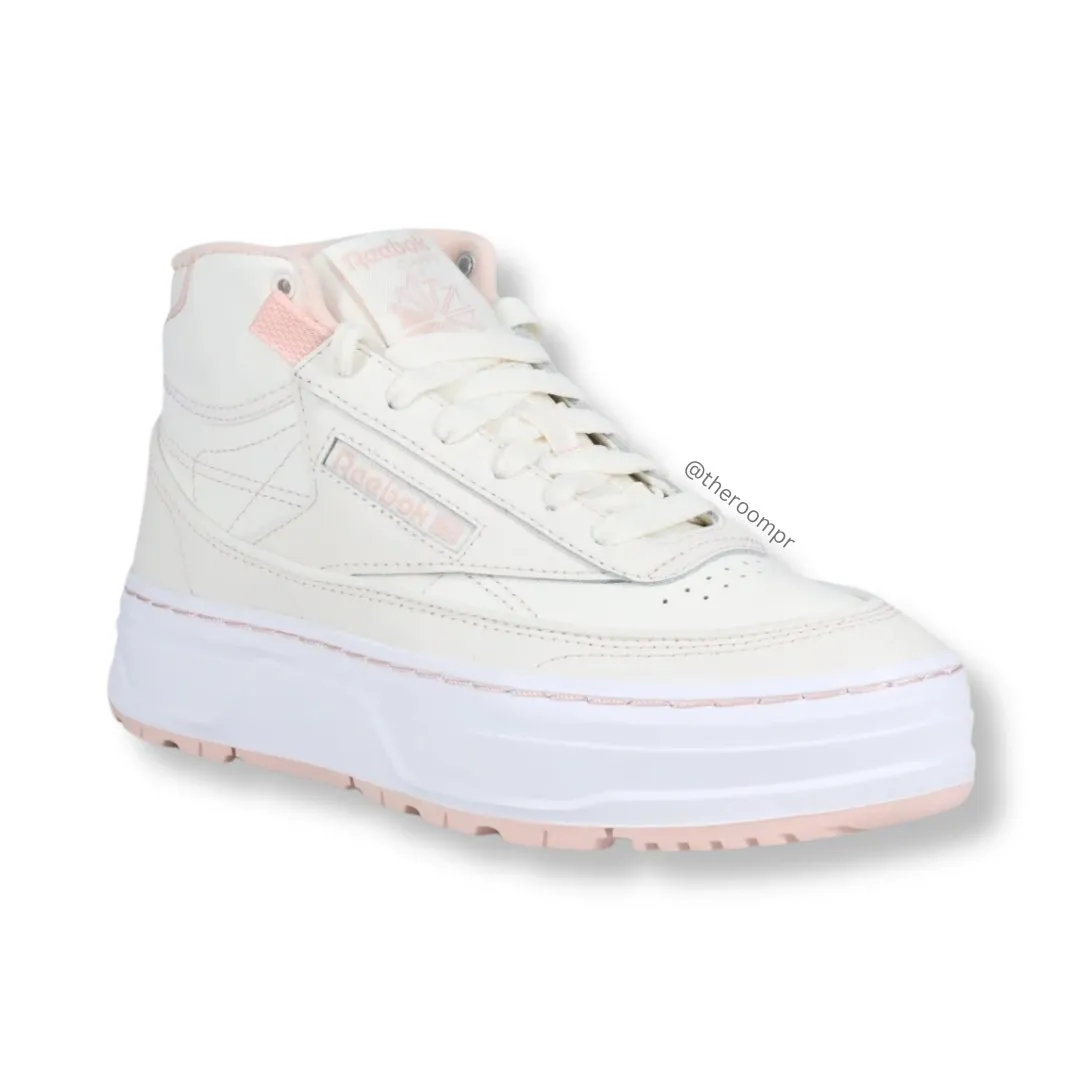 Reebok "Club C Geo Mid" Women's Shoes - Cream / Pink