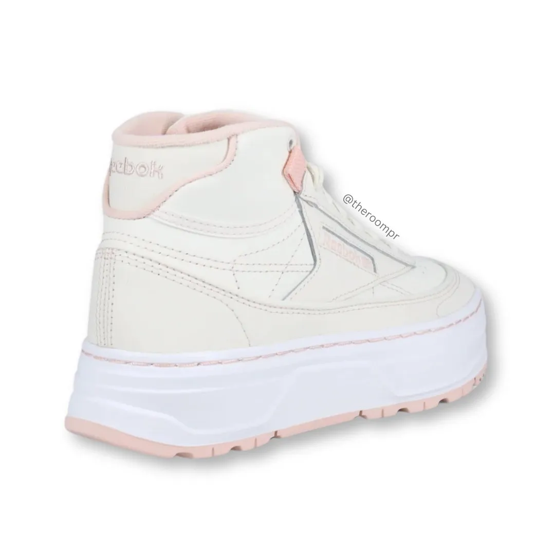 Reebok "Club C Geo Mid" Women's Shoes - Cream / Pink