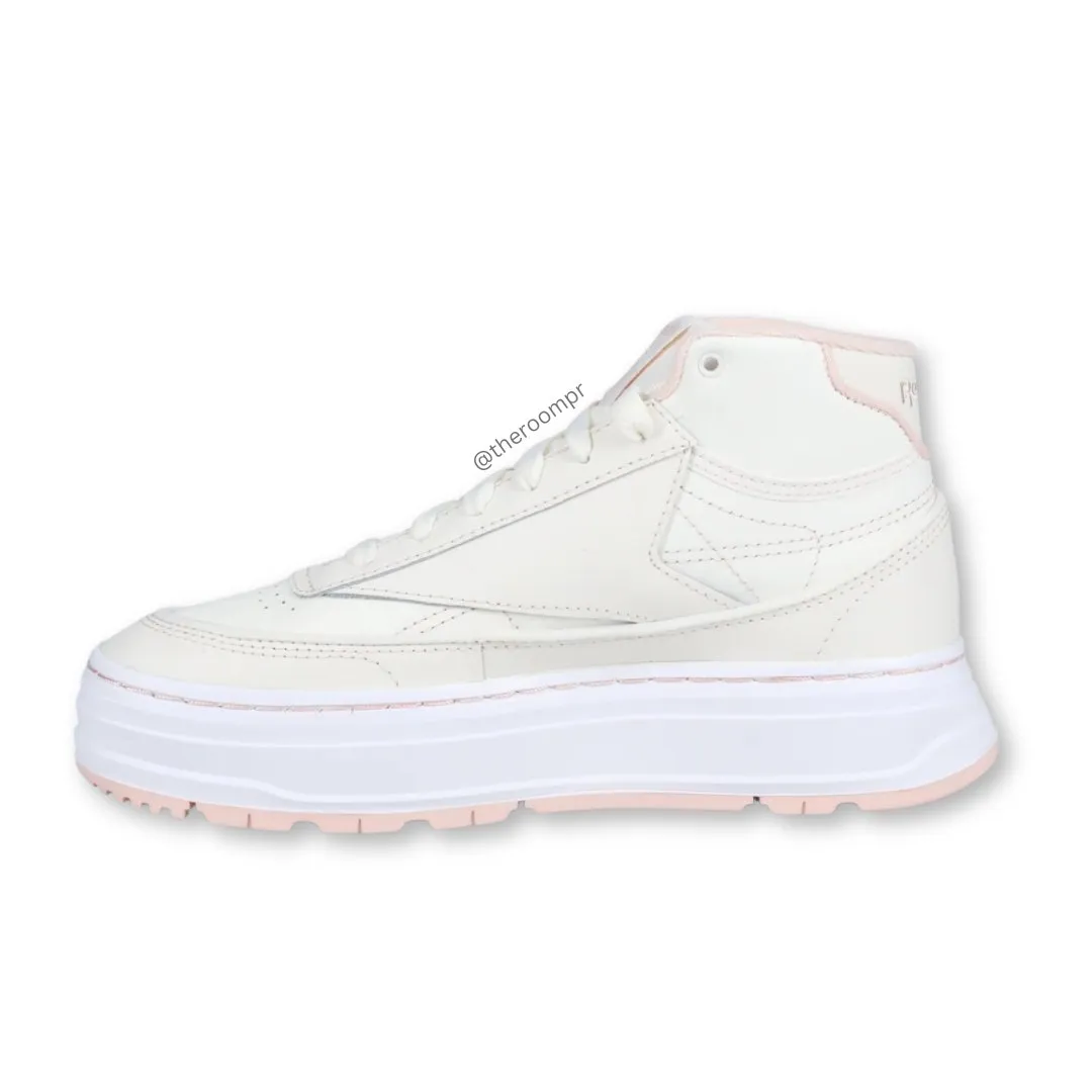 Reebok "Club C Geo Mid" Women's Shoes - Cream / Pink