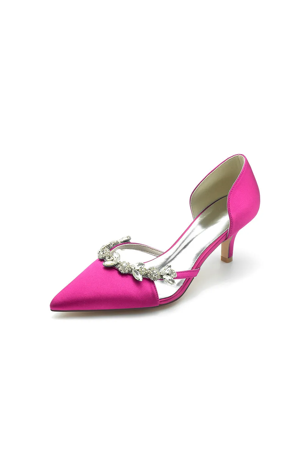 Satin Pointed Toe Beading High Heels