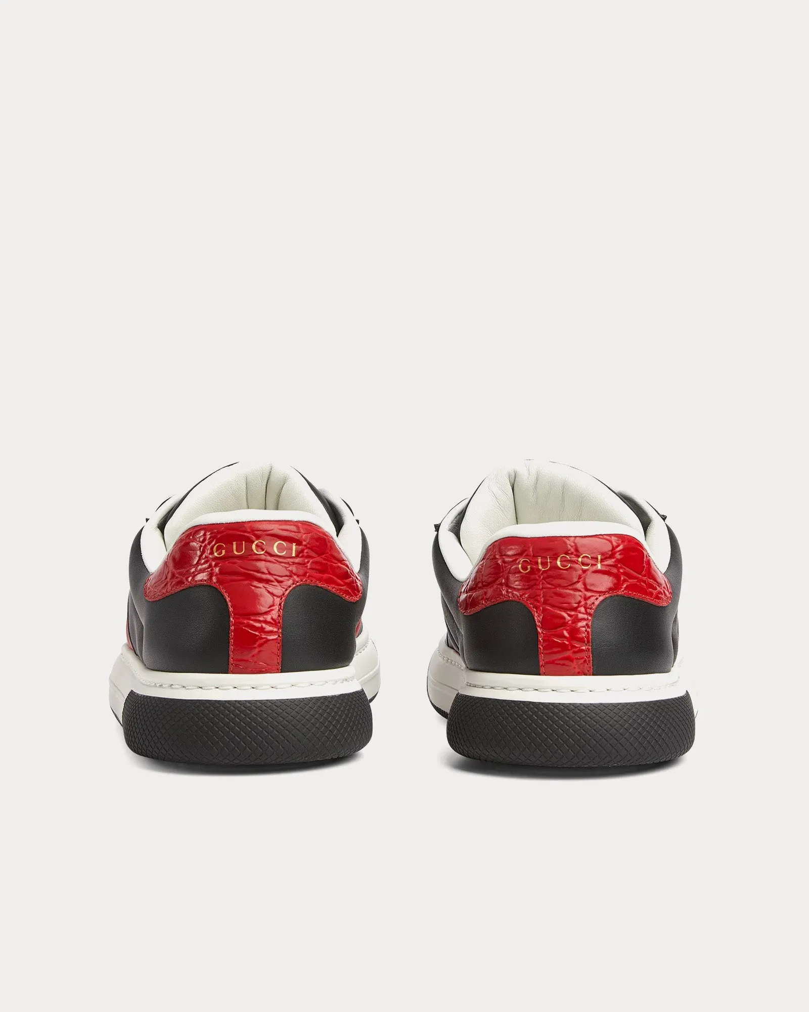 Screener with Web Leather Chunky Black Low Top Sneakers