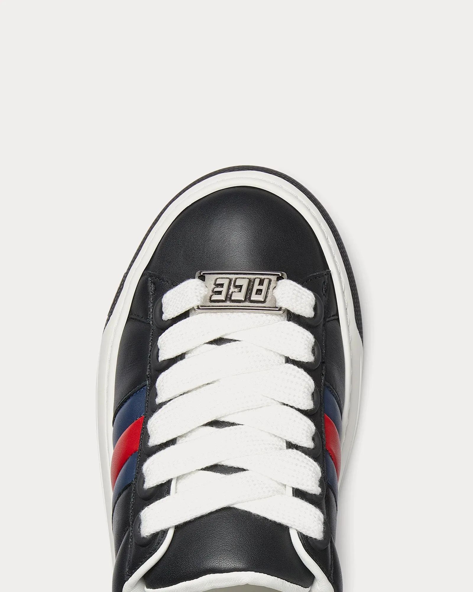 Screener with Web Leather Chunky Black Low Top Sneakers