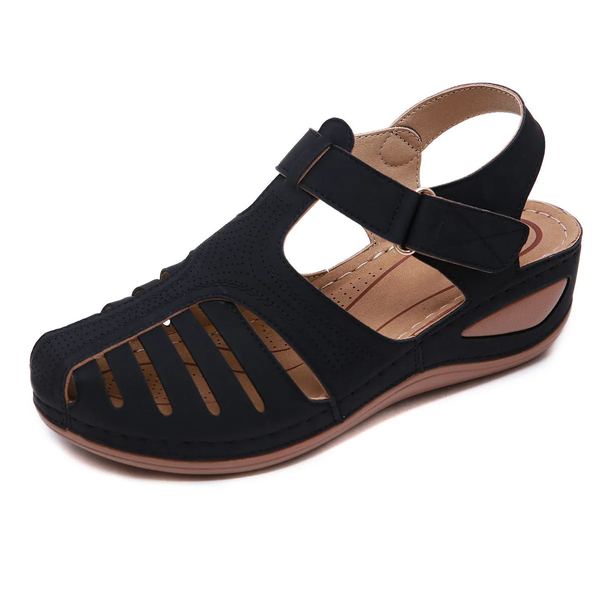 SIKETU | Closed Toe Velcro Wedge Sandals