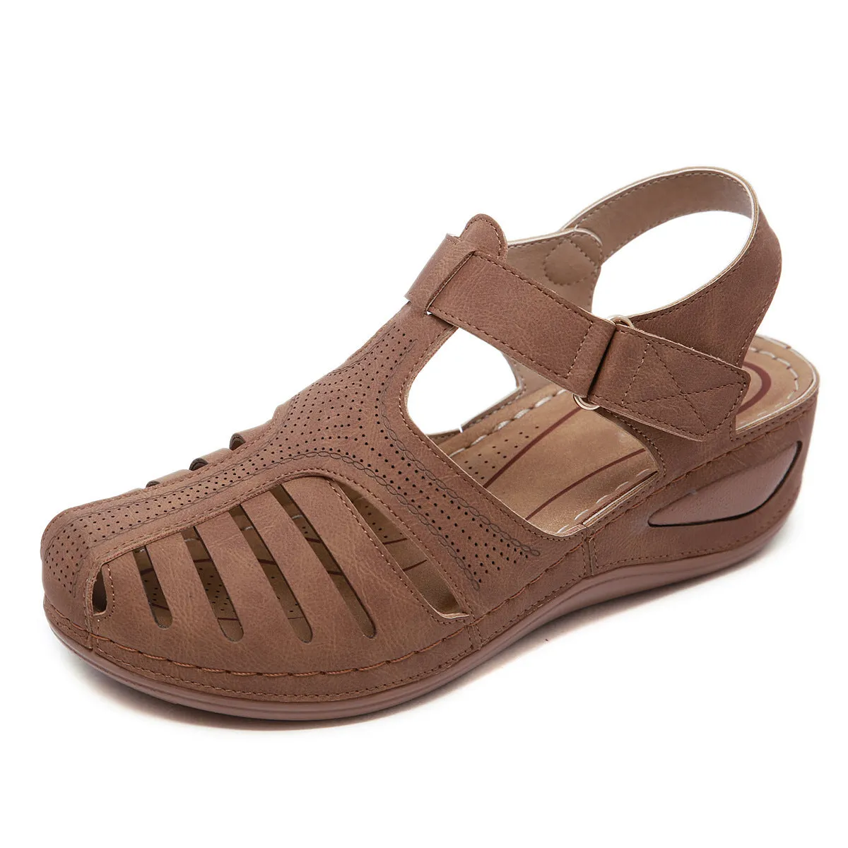 SIKETU | Closed Toe Velcro Wedge Sandals