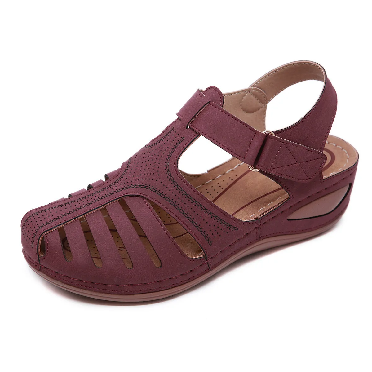 SIKETU | Closed Toe Velcro Wedge Sandals