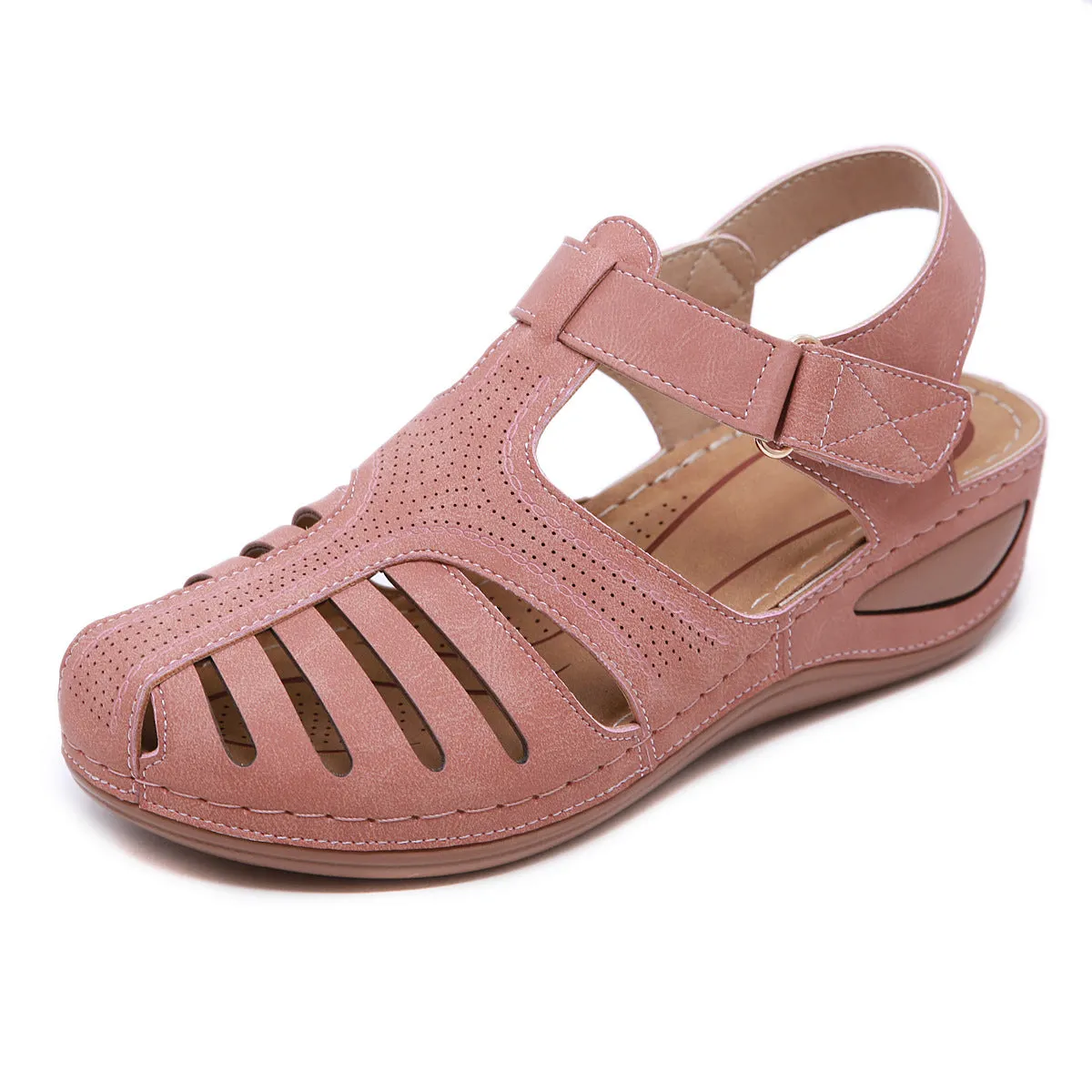 SIKETU | Closed Toe Velcro Wedge Sandals