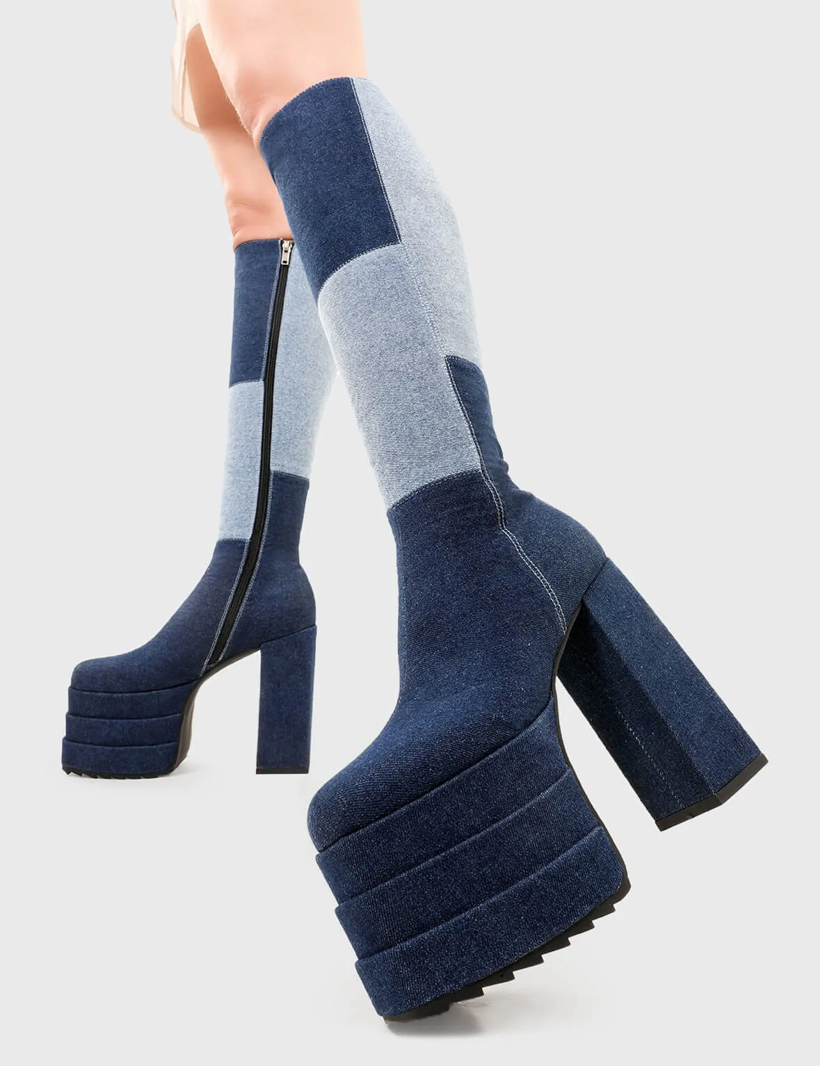 Talk Of The Town Platform Knee High Boots