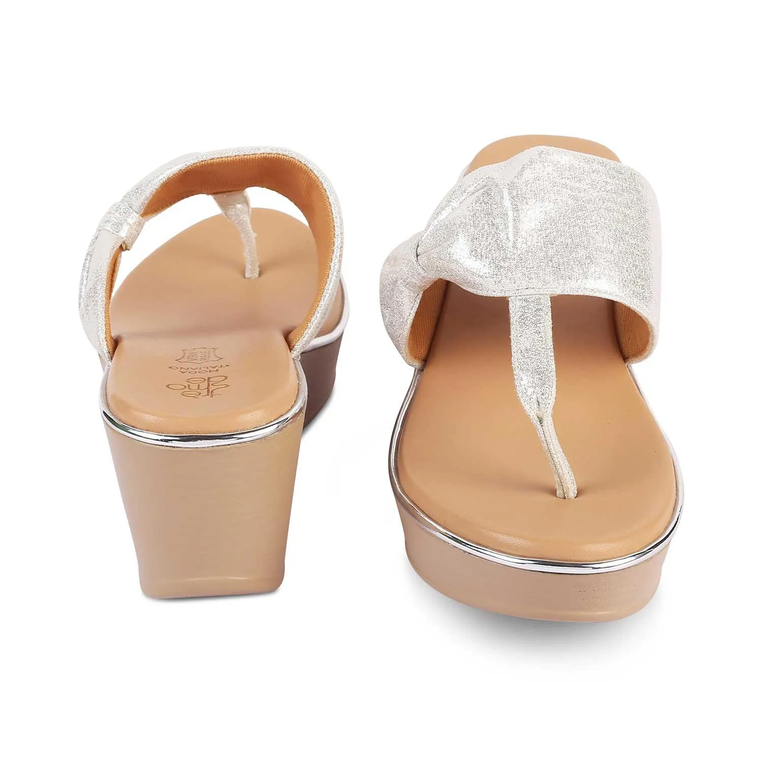 The Tryst Silver Women's Dress Wedges Tresmode