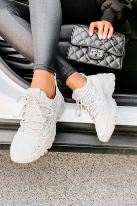 Touch Of Sparkle Chunky Rhinestone Sneakers (Grey)