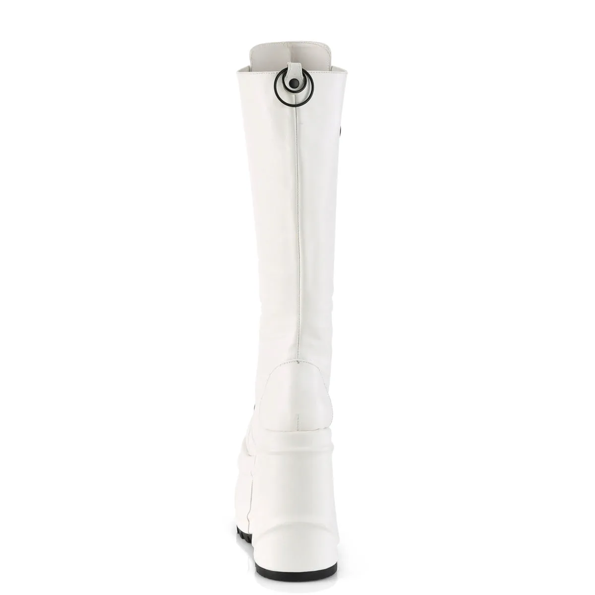 Wave 200 6" Platform Knee Boots White Vegan Leather