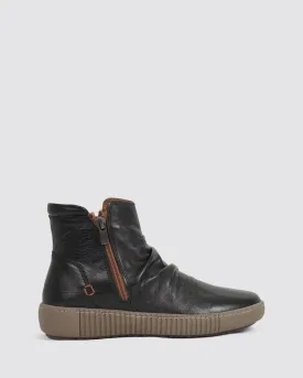 WINNIE ANKLE BOOTS BLACK LEATHER